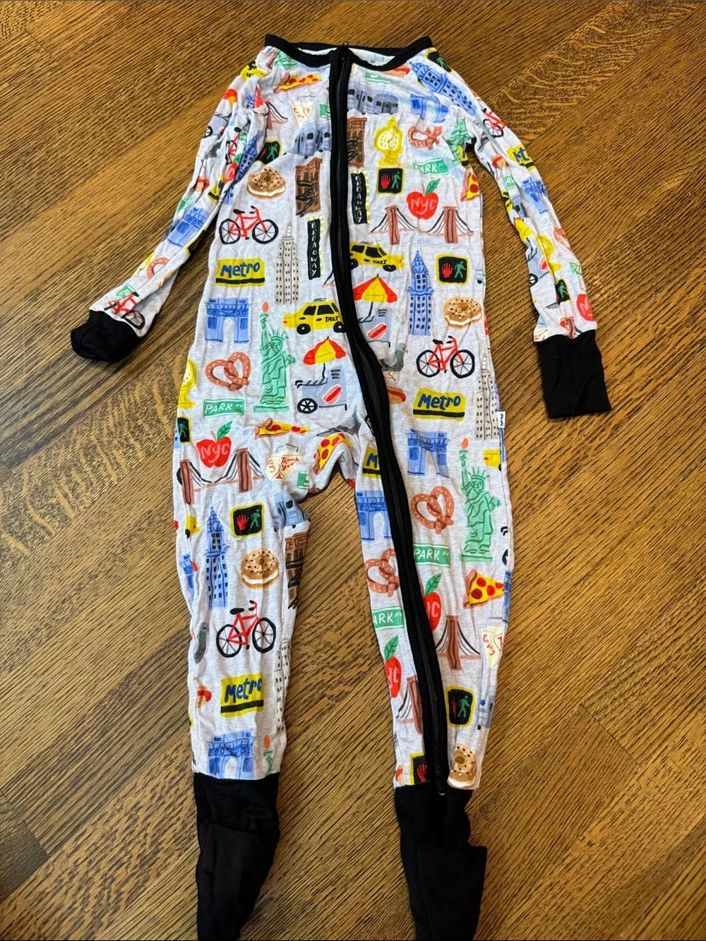 Little Sleepies Multicolor City Icons Footed Pajamas with Black Trim